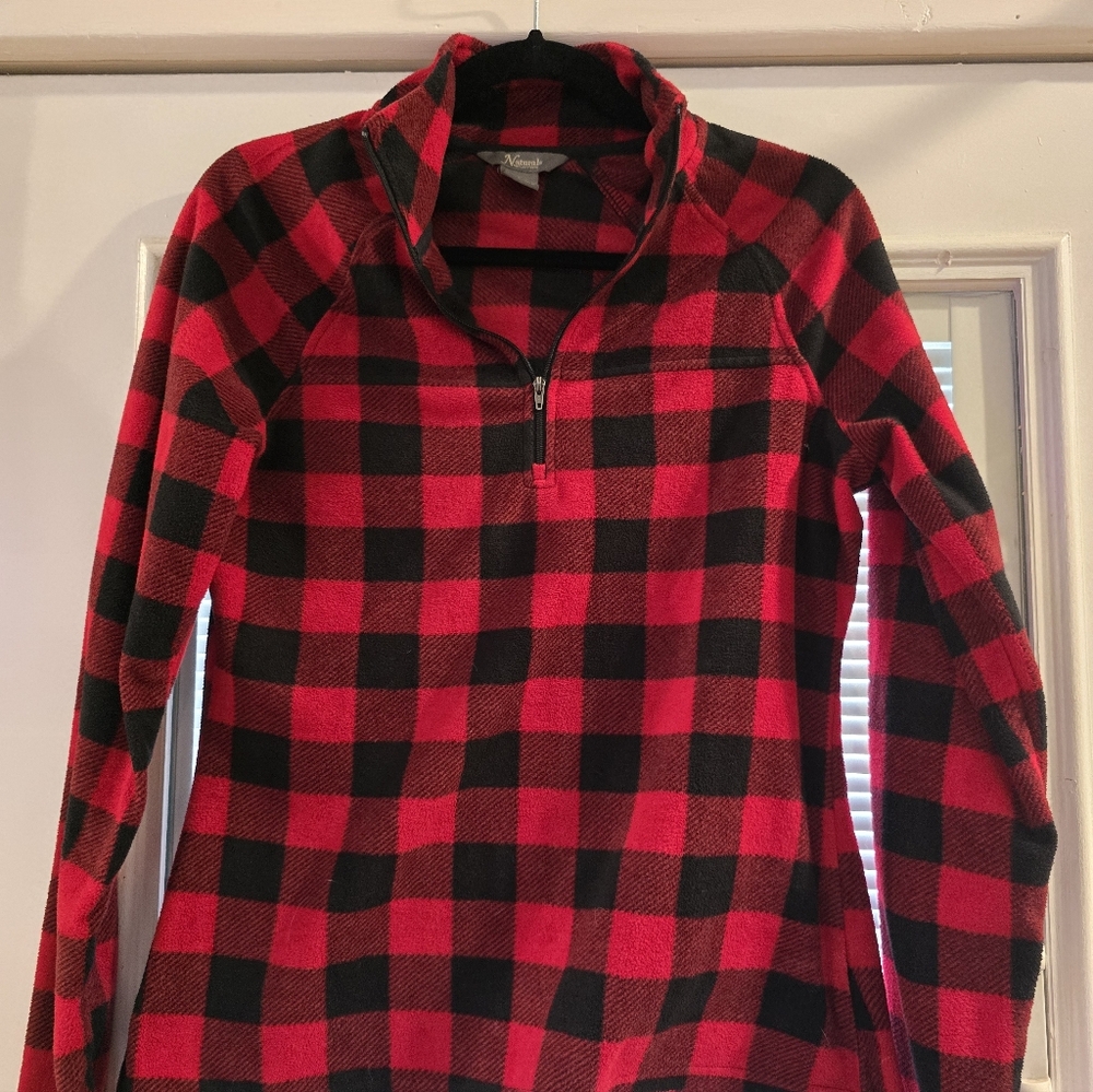 Natural Reflections Red and Black Plaid Turtleneck